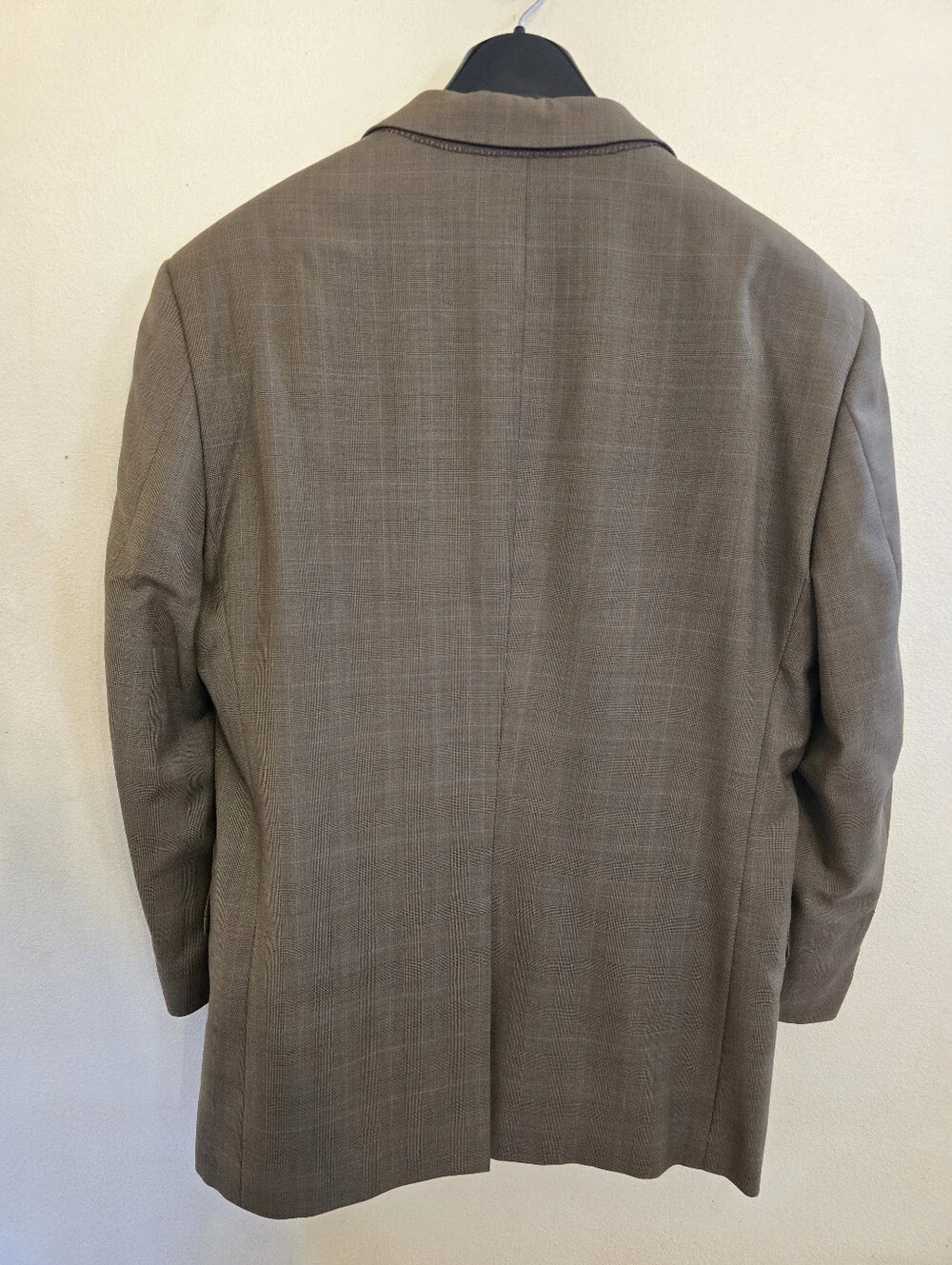 Jos. A. Bank Signature Wool Tan Beige Blue Stripe Plaid 40R Blazer Sport Coat